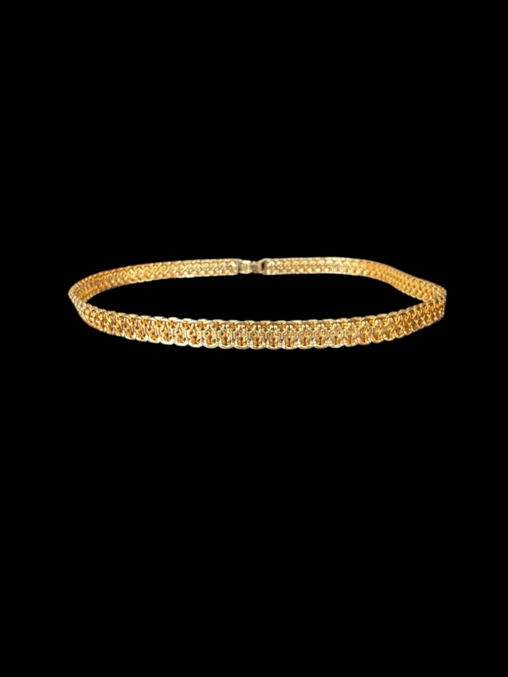Unmarked Vintage Gold Mesh Choker Necklace • Egyptian Revival Style